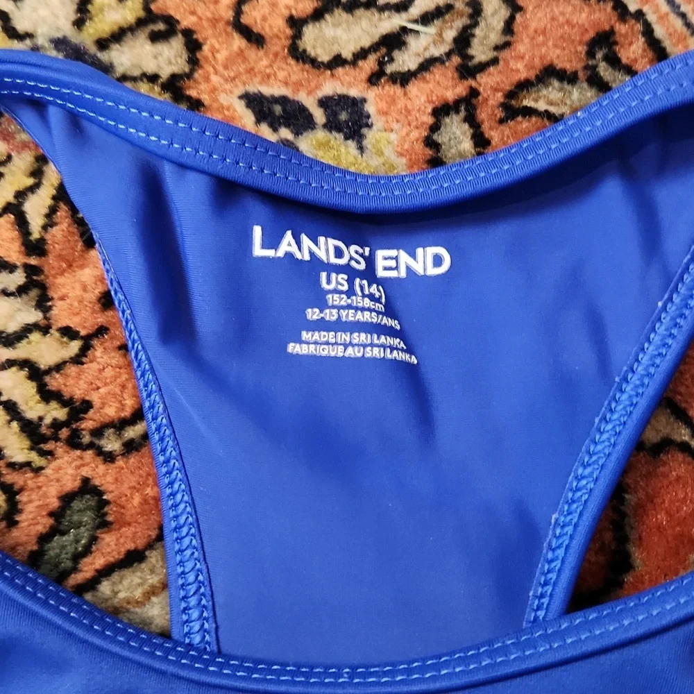 Lands' End Racerback Swimsuit US 14 Blue